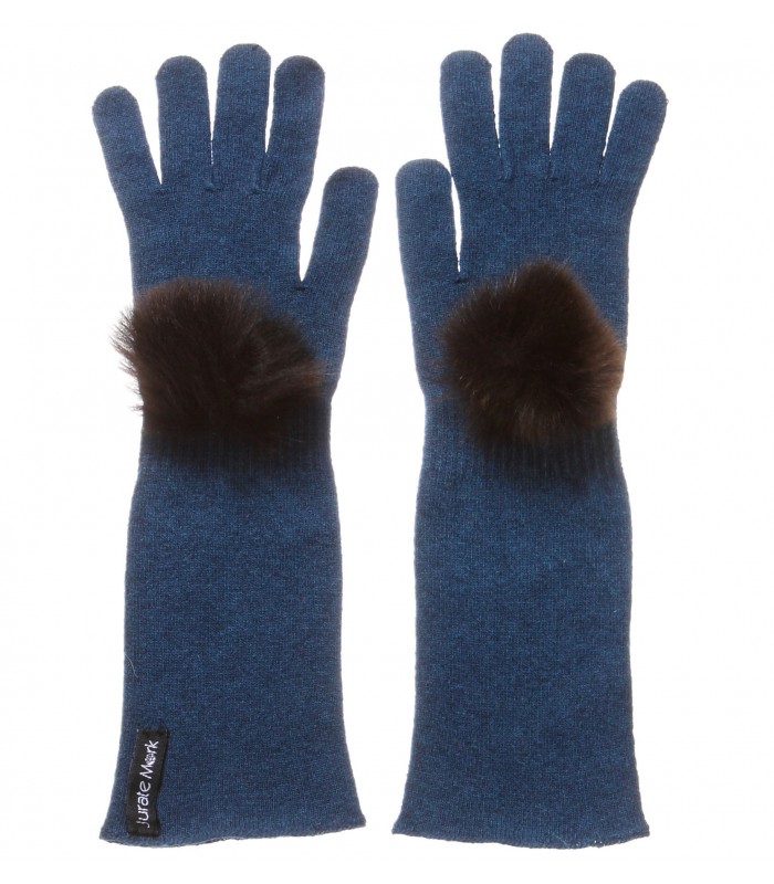 Cashmere Blend Gloves with Lamb Fur decoration packaged in Signature box